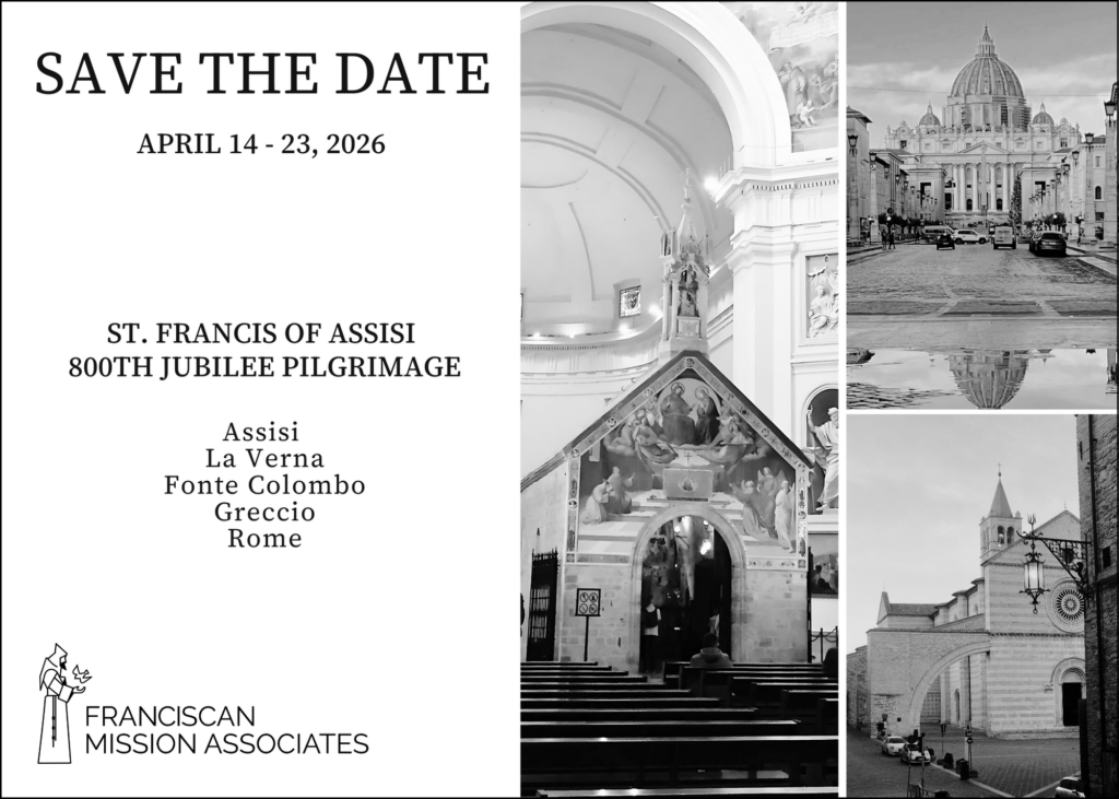 Pilgrimage Postcard. Save the Date: April 14-23, 2026