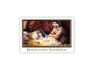 Tarjeta de Navidad de la Sagrada Familia en el Pesebre