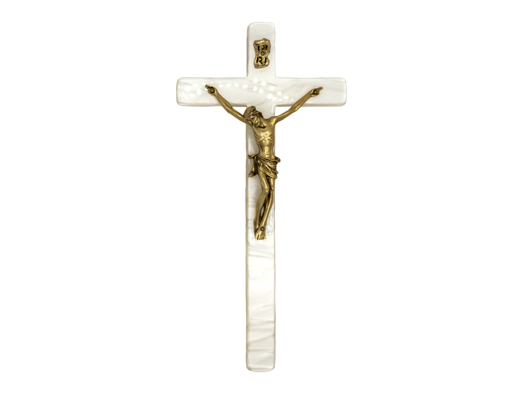 Crucifijo Estilo Mármol Blanco